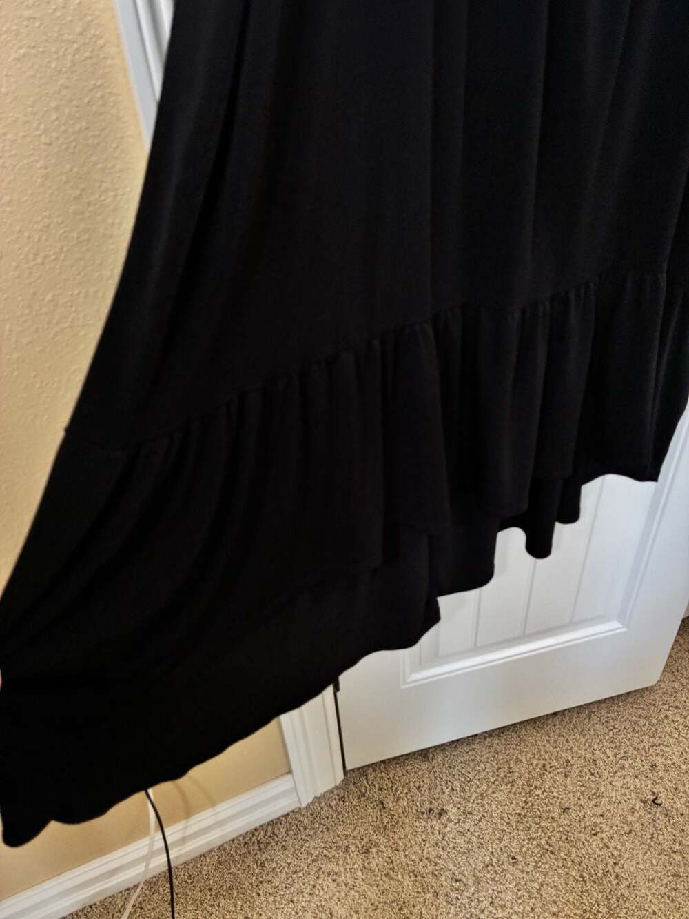 New Directions Woman Black V-Neck Ruffle Tiered Maxi Dress 1X - Picture 5 of 8